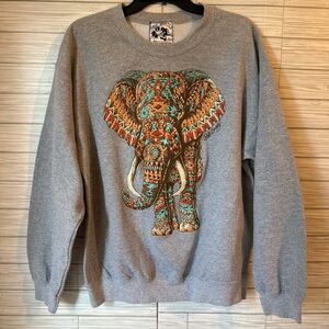 Riot Society Gray Elephant Graphic Crewneck Sweater